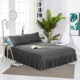 3 PCs Fitted Bed skirt with Pillow cover Dark Grey