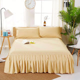 3 PCs Fitted Bed skirt with Pillow cover Golden