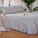 3 PCs Fitted Bed skirt with Pillow cover Light Grey
