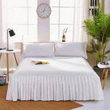 3 PCs Fitted Bed skirt with Pillow cover White