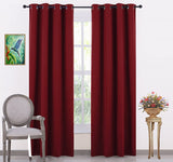 Export Cotton Curtains Pair with Lining Maroon