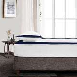 LUXURIOUS WHITE TWO TONE FITTED SHEETS -NAVY BLUE