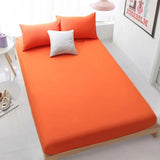 3 Pcs  Orange Plain Fitted Sheet with Pillow covers King size