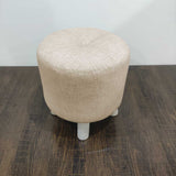 1 seater Wooden Stool Round Quilted Cream