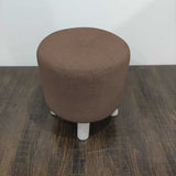 1 seater Wooden Stool Round Quilted Brown