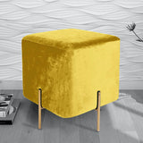 1 seater wooden stool with metal stand Yellow