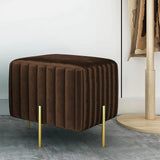 1 seater wooden stool with metal stand Quilted Brown