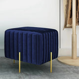 1 seater wooden stool with metal stand Quilted Navy