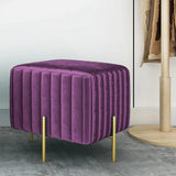 1 seater wooden stool with metal stand Quilted Purple