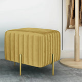 1 seater wooden stool with metal stand Quilted Gold