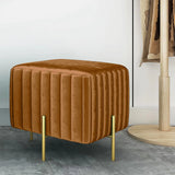 1 seater wooden stool with metal stand Quilted Rust