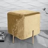 1 seater wooden stool with metal stand Beige