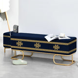 3 Seater Luxury Wooden Stool With Steel Stand Blue with Motives