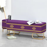 3 Seater Luxury Wooden Stool With Steel Stand Purple with Motives