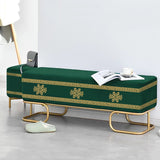 3 Seater Luxury Wooden Stool With Steel Stand Green with Motives