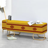 3 Seater Luxury Wooden Stool With Steel Stand Mustard with Motives