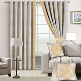 2 Pieces Luxury Velvet Curtain Panels 2 Cushion Covers and 2 Belts Cream