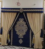 Gold/Navy Blind & Curtain Set 0005