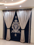Cream/Black Blind & Curtain Set