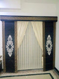 Gold/Black/Cream Blind & Curtain Set