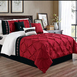 Embroidered Pintuck Duvet 8 pieces Red