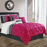 Embroidered Pintuck Duvet 8 pieces Shocking Pink