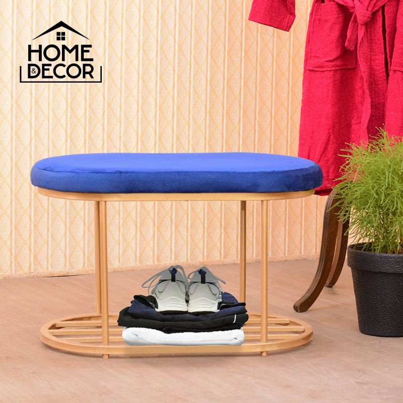 Luxury Wooden Stool With Steel Stand