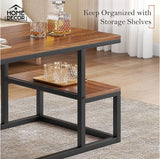 Steel & Wooden Center Table with Storage Shelves