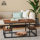 Steel & Wooden Center Table with Storage Shelves