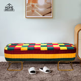 3 Seater Luxury Velvet Multi colour Stool With Steel Stand