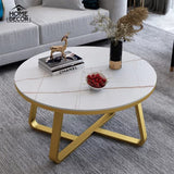 Luxury Living Room Center Table White & Gold