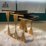 Pillars Black And Gold Accent Tables Set Of 3