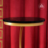 MARBLE AND GOLD ACCENT SIDE TABLE BLACK