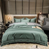 Luxury Baratta Duvet set Olive Green With White Embroidery