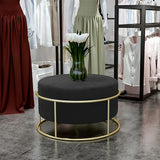 Luxury Wooden Round stool With Metal Stand Grey
