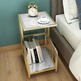 Modern Marble End Table with Storage Space