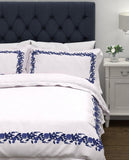 Blue & white Floral Luxury Embroidered 8 pcs Duvet set