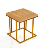Luxury Velvet Square Stool With Steel Stand golden