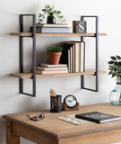 2 Tier Wood & Metal Wall & Display Shelf