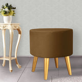 1 Seater camel Wooden Stool Round Golden Polished legs