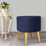 1 Seater Navy Wooden Stool Round Golden Polished legs