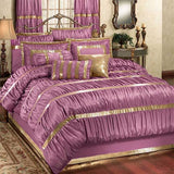 12 Pcs. Silk Bridal Set Purple (with filled Quilt)- King Size