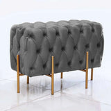2 Seater Quilted Wooden Stool With Metal Stand grey