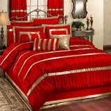 12 Pcs. Silk Bridal Set Red (With Quilted Fabric)- King Size
