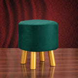 1 seater Green Wooden Stool Round with Golden legs
