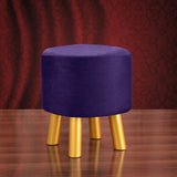 1 seater Blue Wooden Stool Round with Golden legs