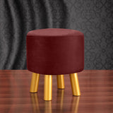 1 seater Light Camel Wooden Stool Round with Golden legs