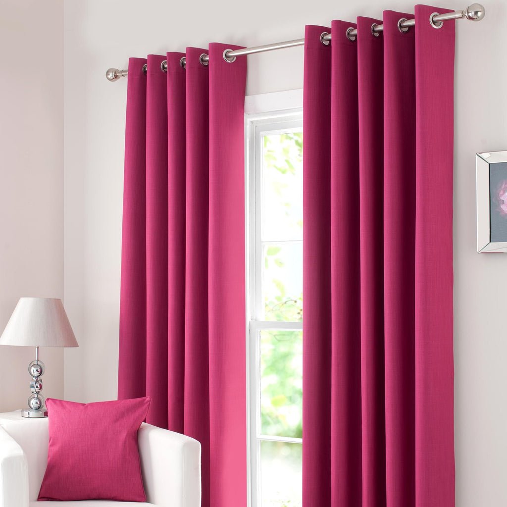 Export Cotton Curtains Pair with Lining Deep pink
