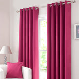 Export Cotton Curtains Pair with Lining Deep pink
