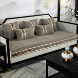 Sofa Cover Velvet Embroidered & Cushion Covers Beige